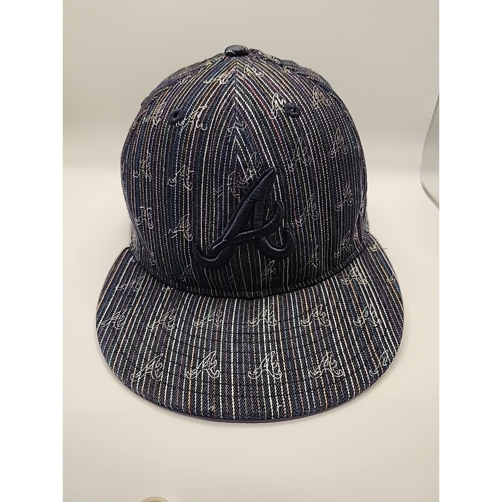 Atlanta Braves New Era Fitted Hat Adults Size 7 3/8 Multi-Color Black Blue Used